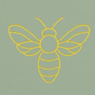 Golden bee on green background